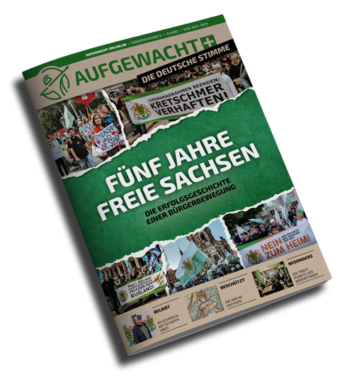 Mockup AUFGEWACHT+ "Fünf Jahre FREIE SACHSEN"